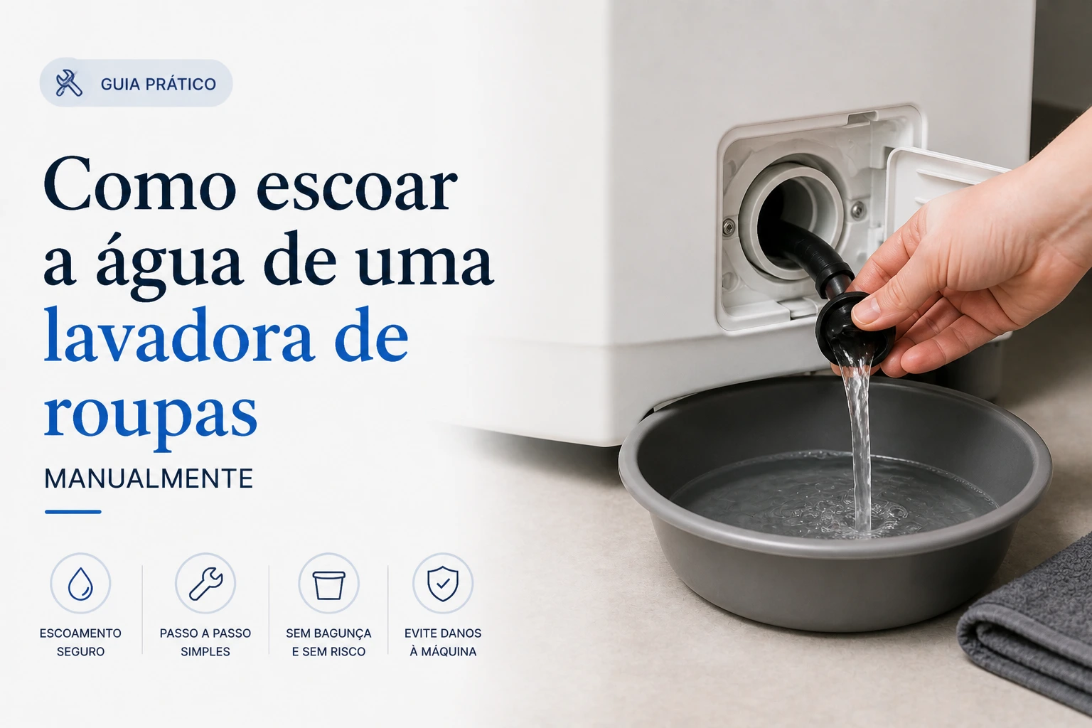 Como escoar a água de uma lavadora de roupas manualmente