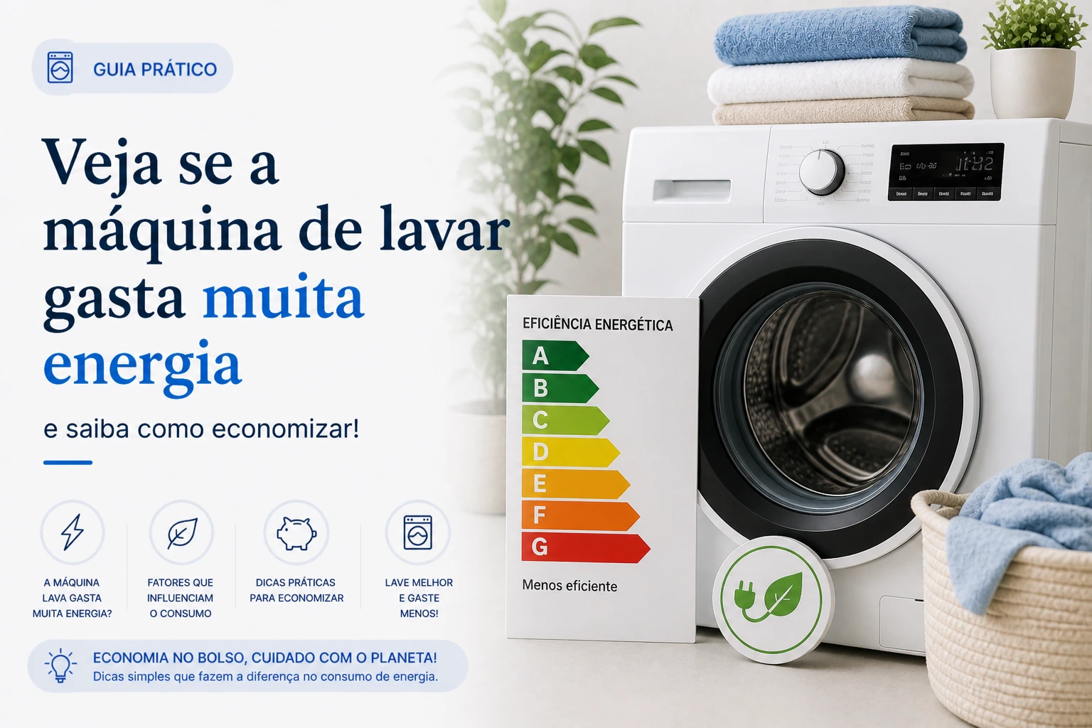 Veja se a máquina de lavar gasta muita energia e saiba como economizar!