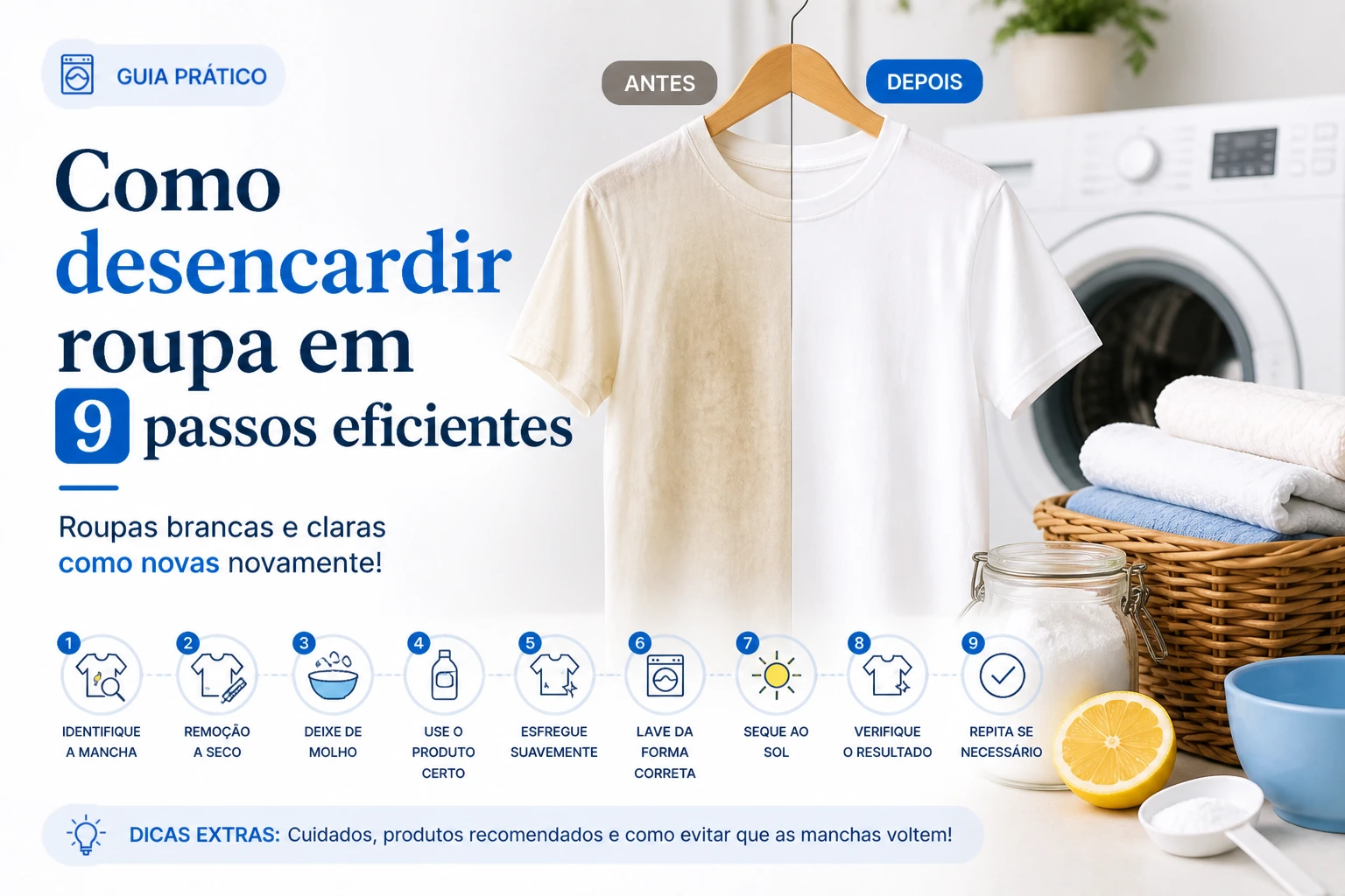 Como desencardir roupa em 9 passos eficientes