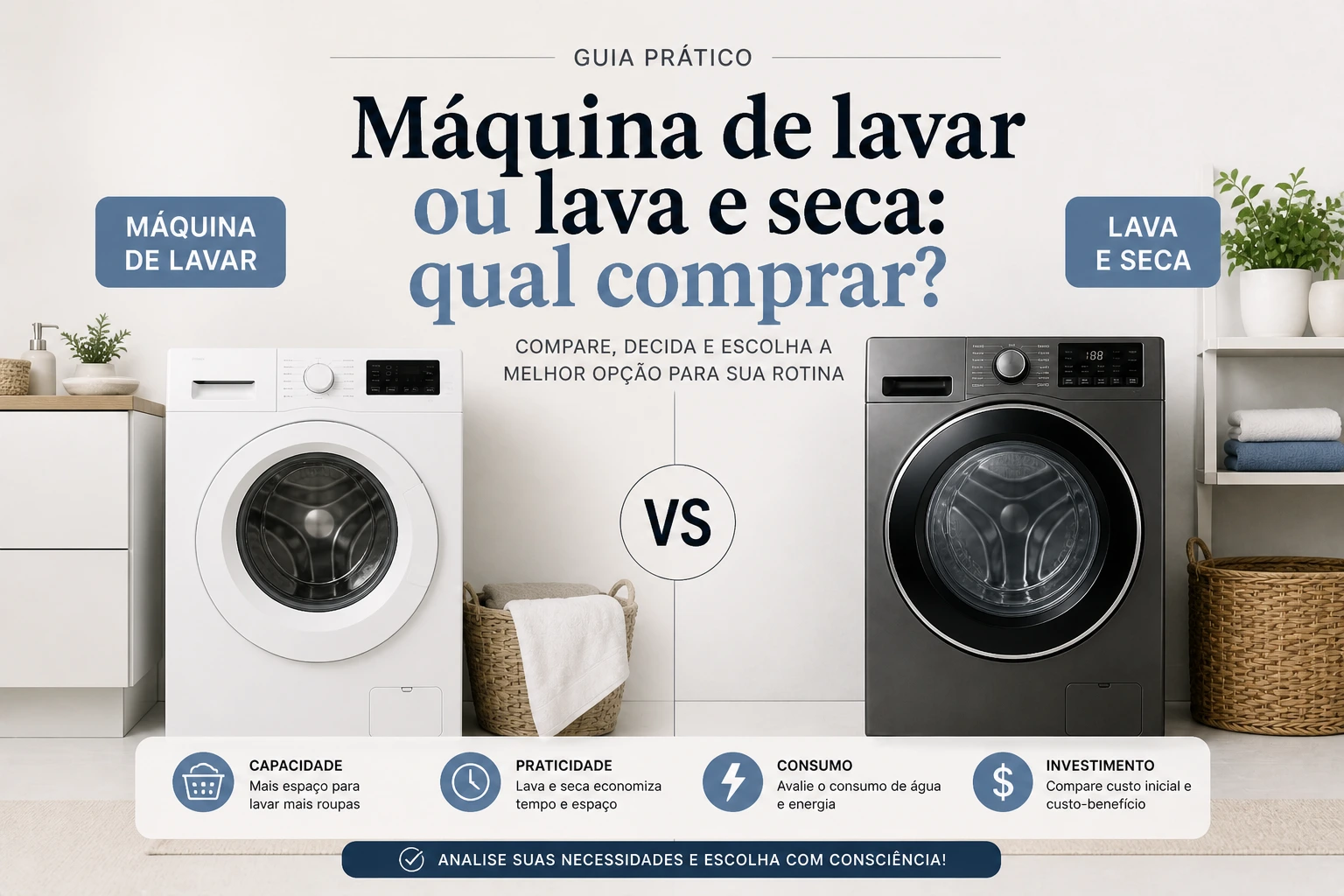 Máquina de lavar ou lava e seca: qual comprar?