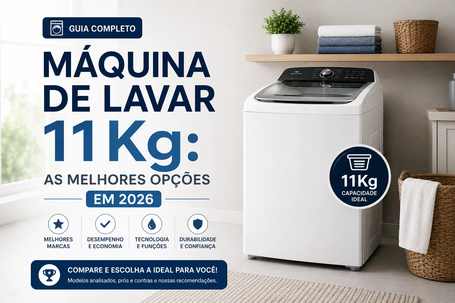 Máquina de lavar 11Kg: as melhores opções em 2026