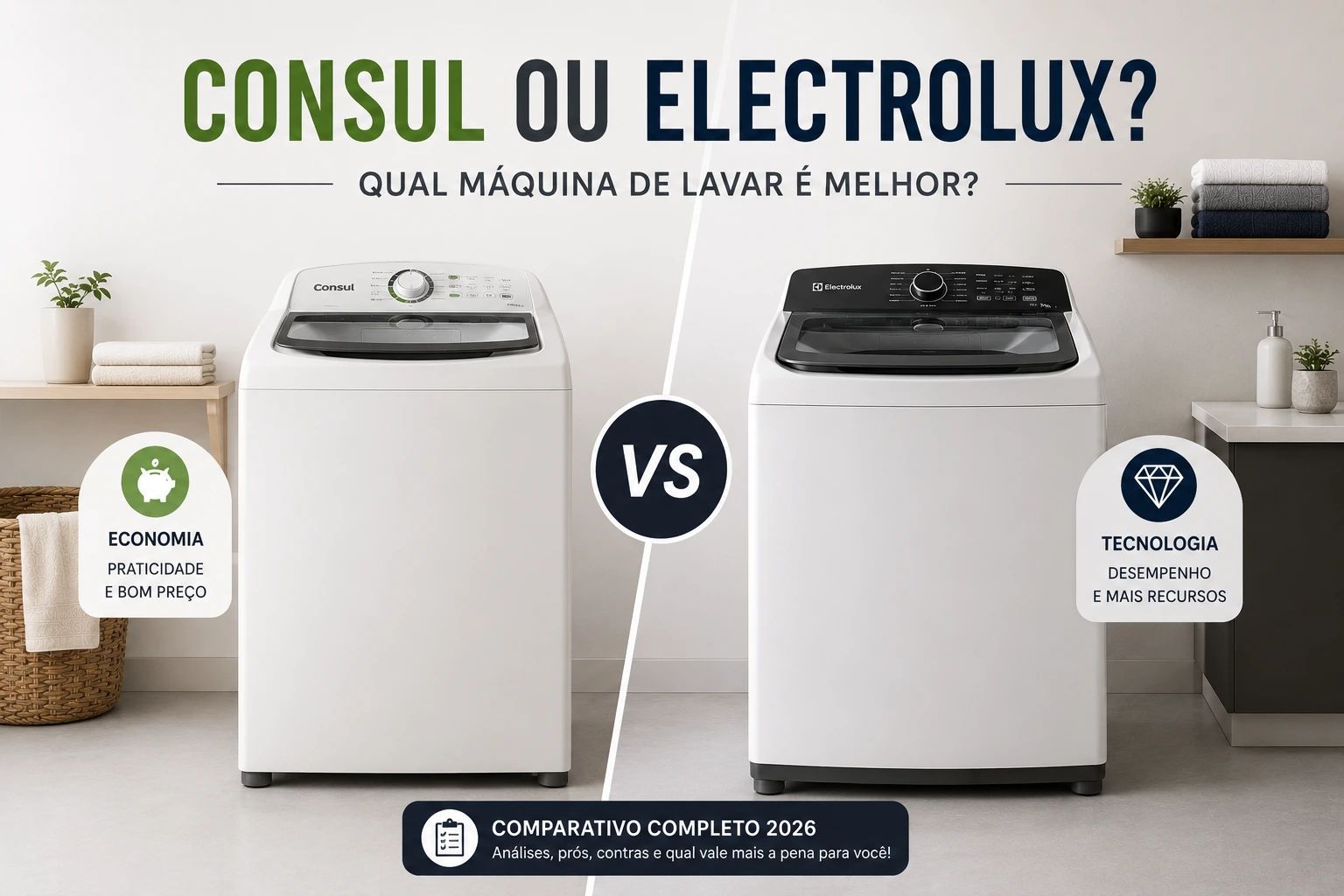 Qual a melhor máquina de lavar: Consul ou Electrolux?