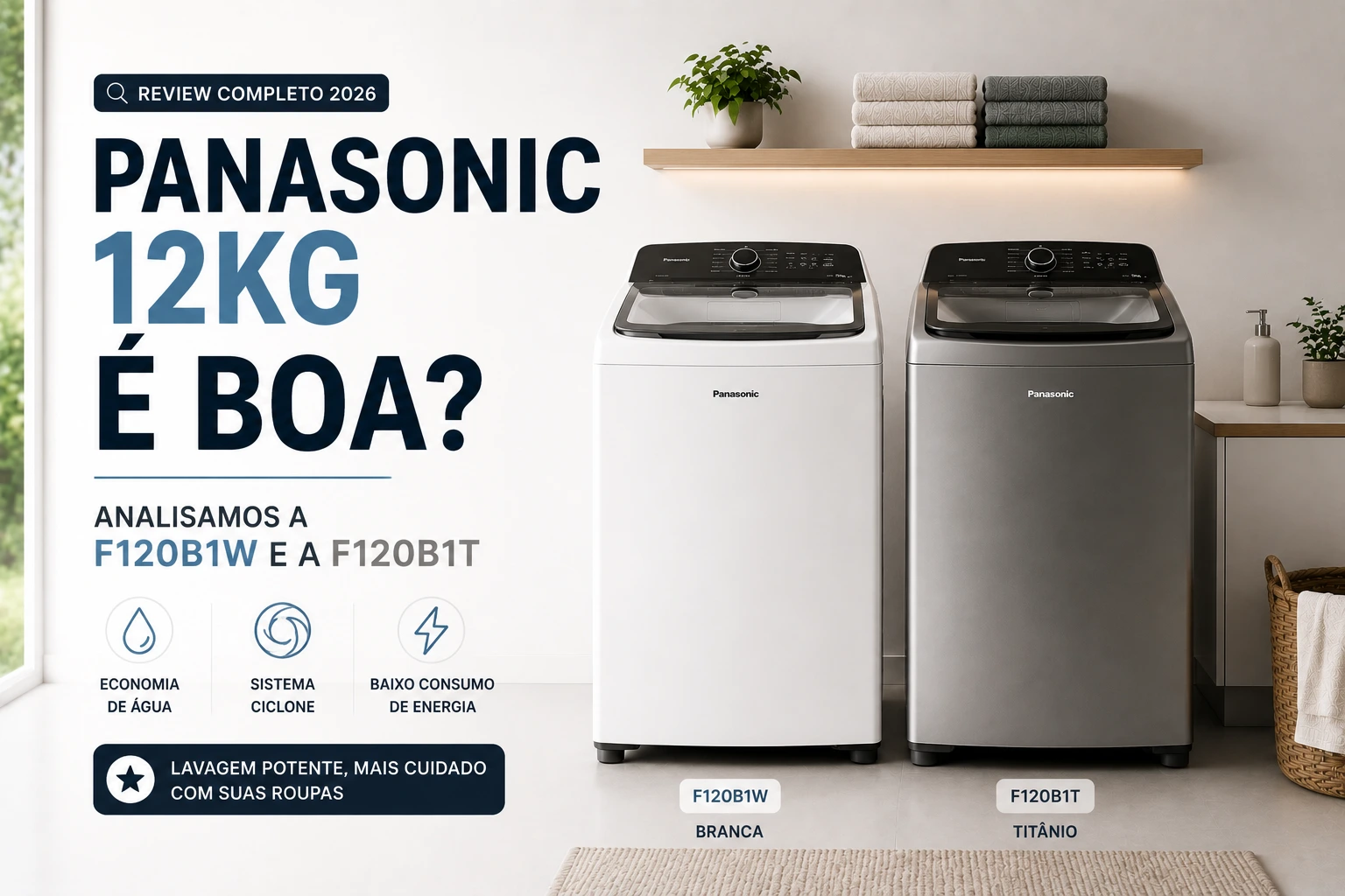 Máquina de lavar Panasonic 12kg é boa? Analisamos a F120B1W e a F120B1T