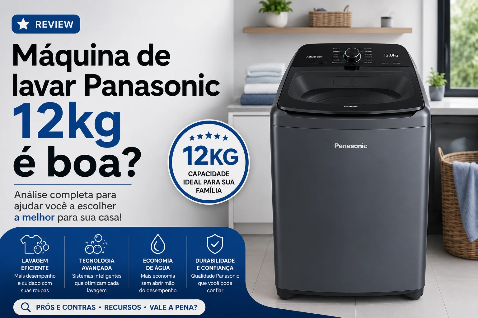 Máquina de lavar Panasonic 12kg é boa?