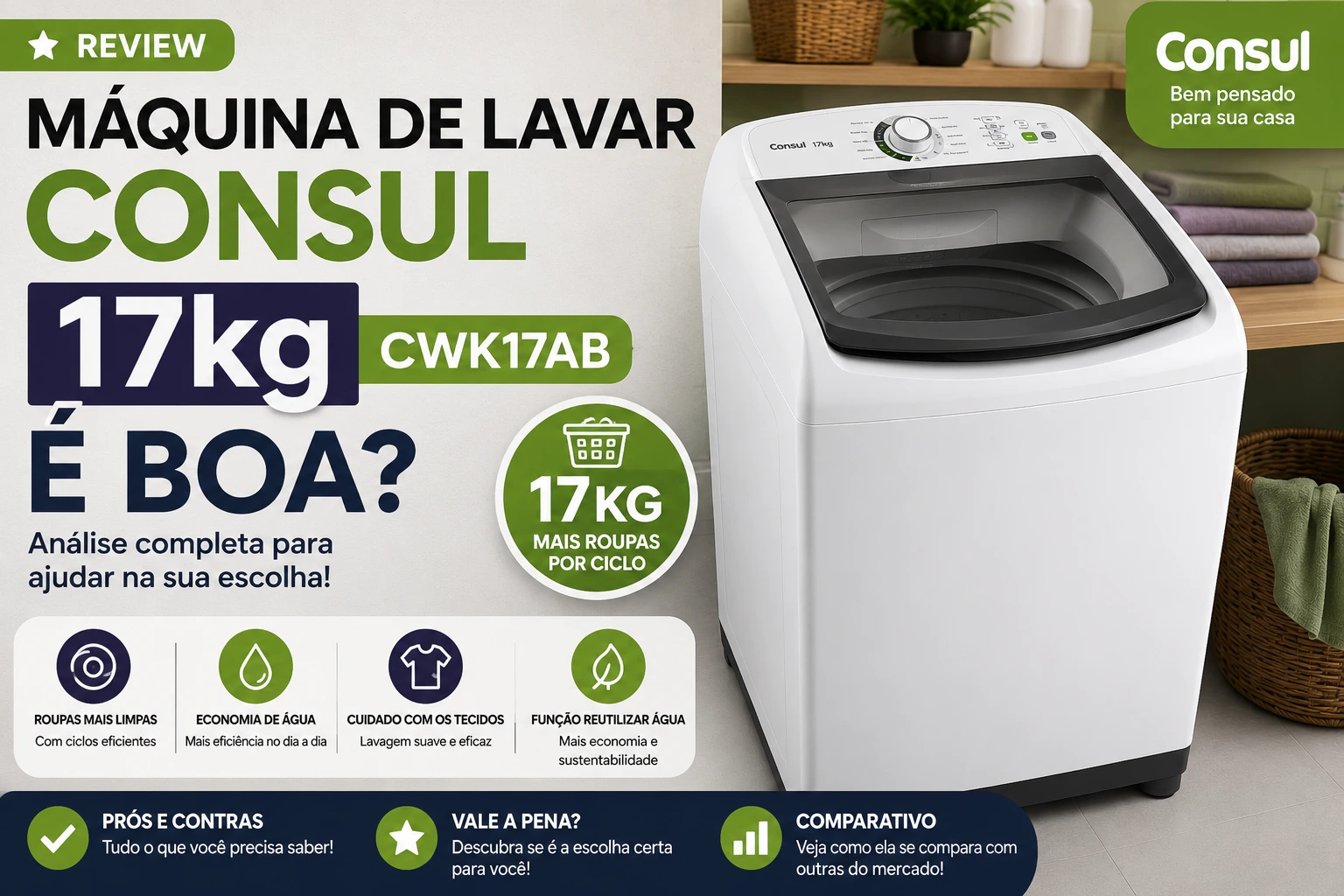 Máquina de Lavar Consul 17kg CWK17AB é boa?