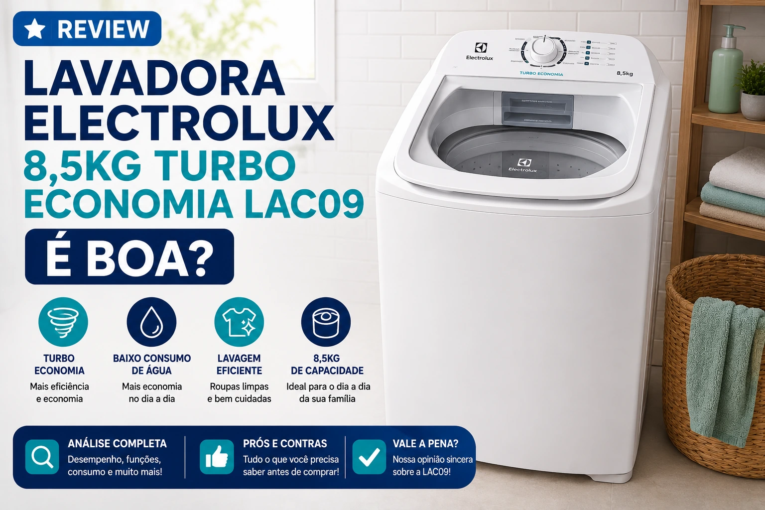 Lavadora Electrolux 8,5kg Turbo Economia LAC09 é boa?