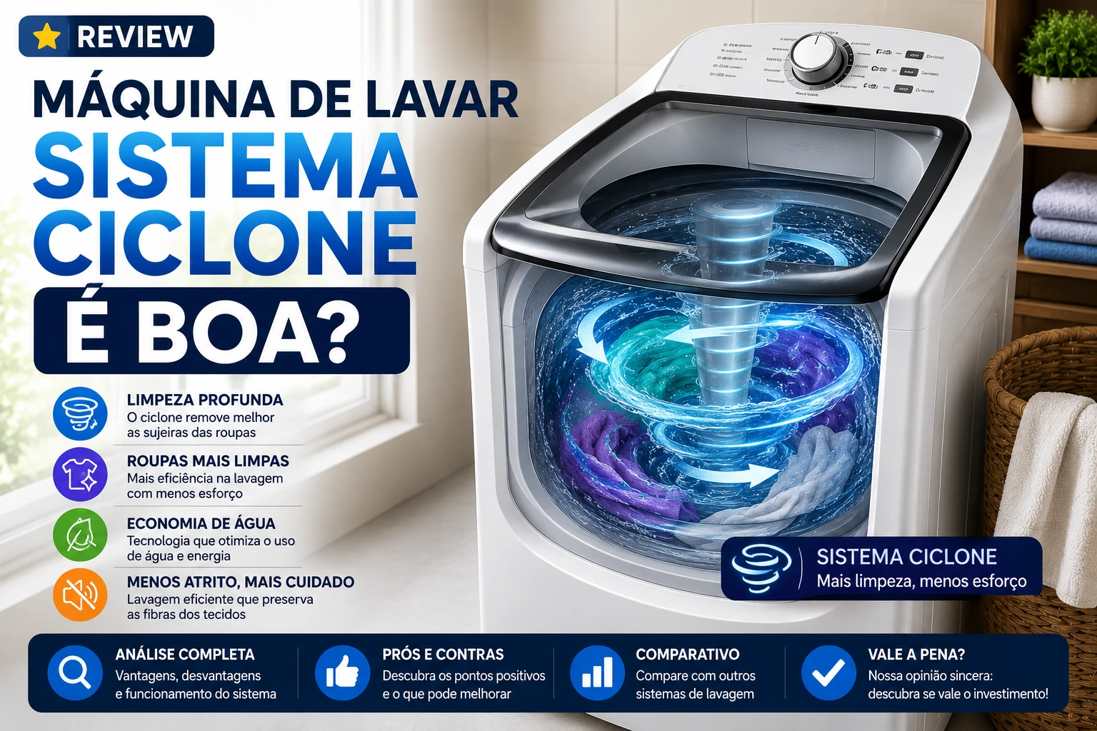 Máquina de lavar sistema ciclone é boa?