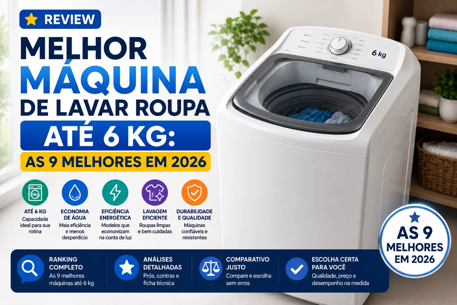 Melhor máquina de lavar roupa até 6 kg: as 9 melhores em 2026