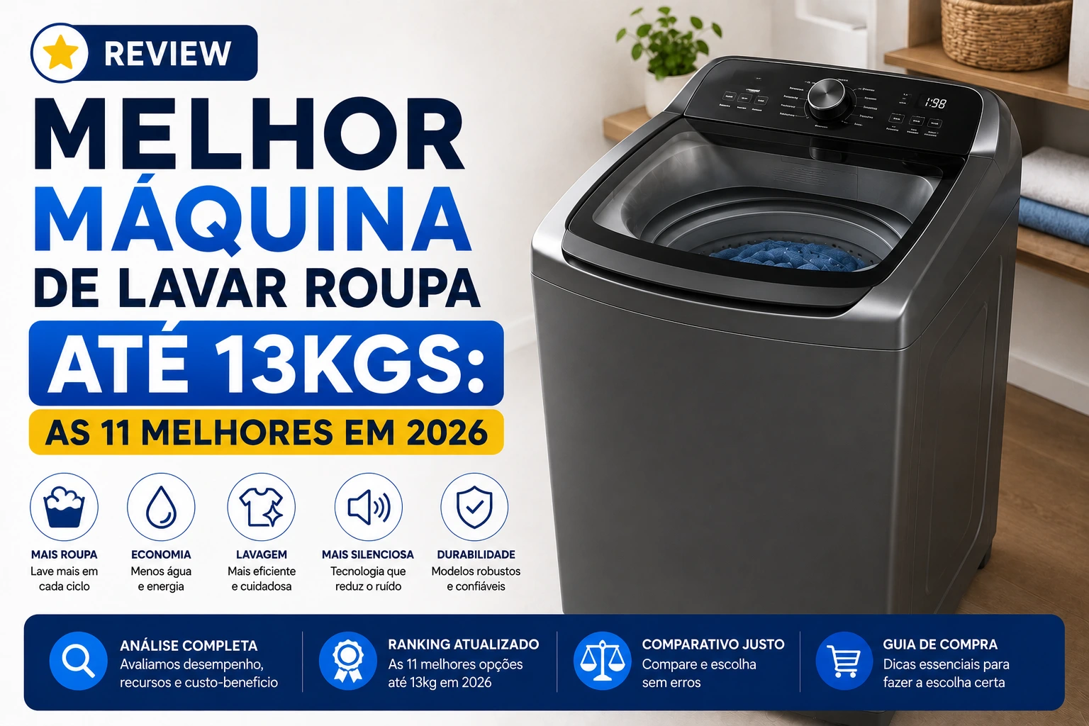 Melhor máquina de lavar roupa até 13Kgs: as 11 melhores em 2026