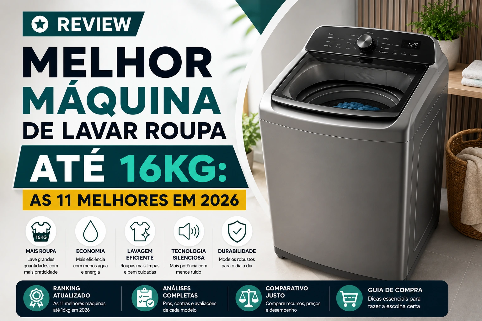 Melhor máquina de lavar roupa até 16kg: as 11 melhores em 2026
