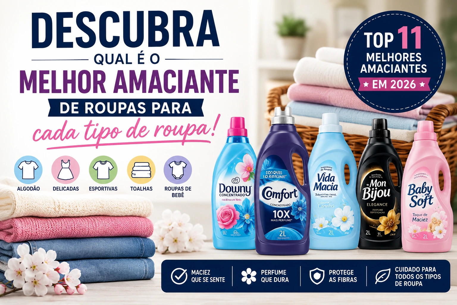 Descubra qual é o melhor amaciante de roupas para cada tipo de roupa! Top 11 Melhores Amaciantes em 2026