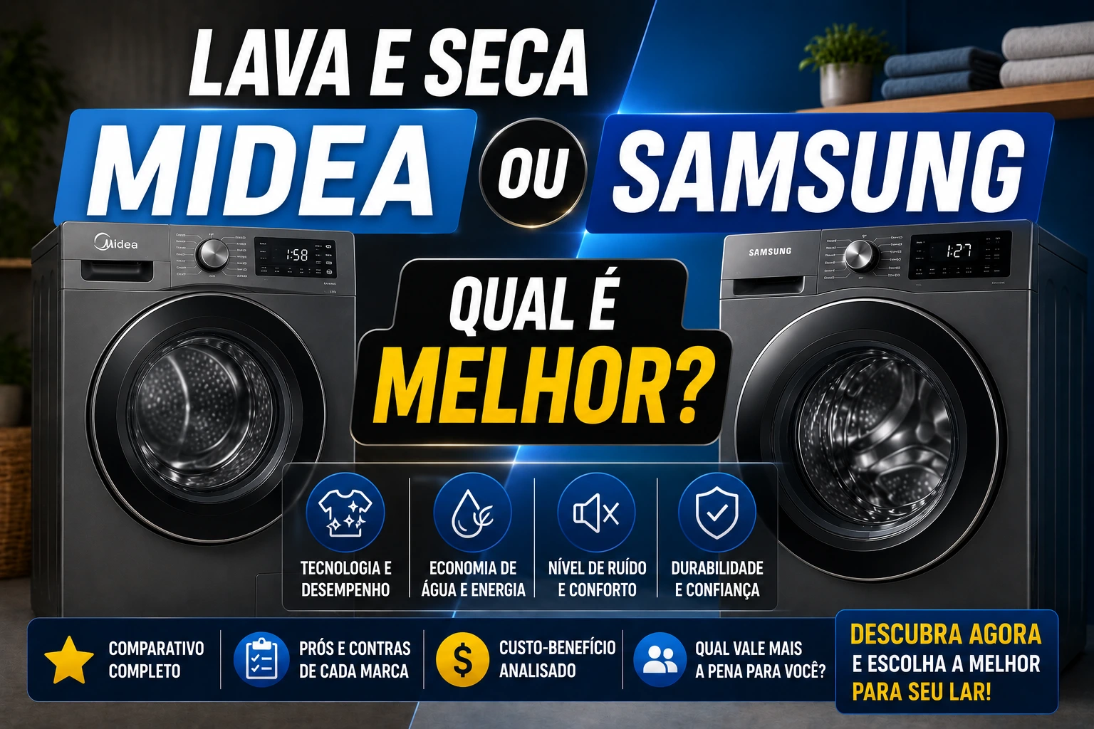Lava e seca Midea ou Samsung: qual é melhor?
