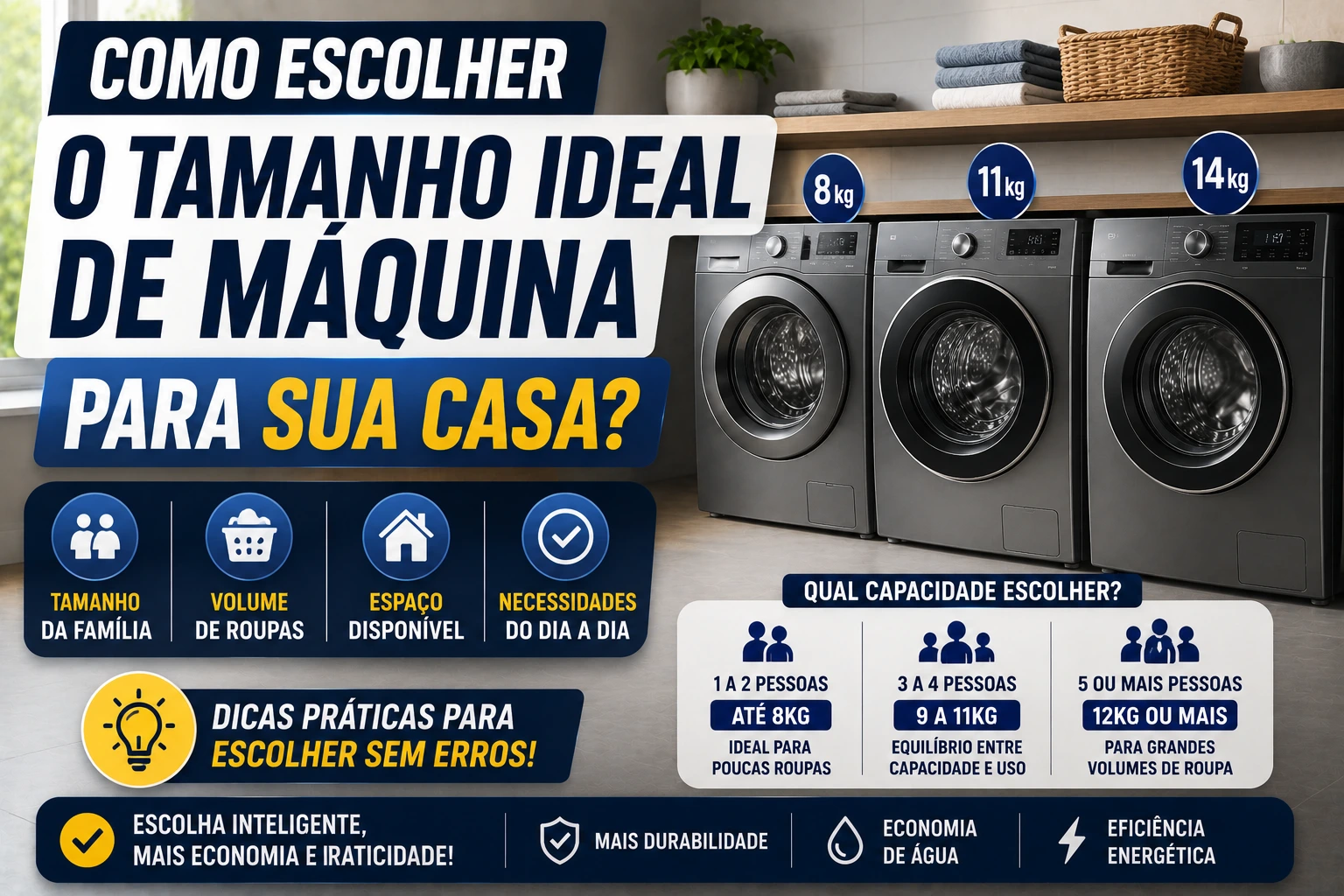 Como escolher o tamanho ideal de máquina para sua casa?