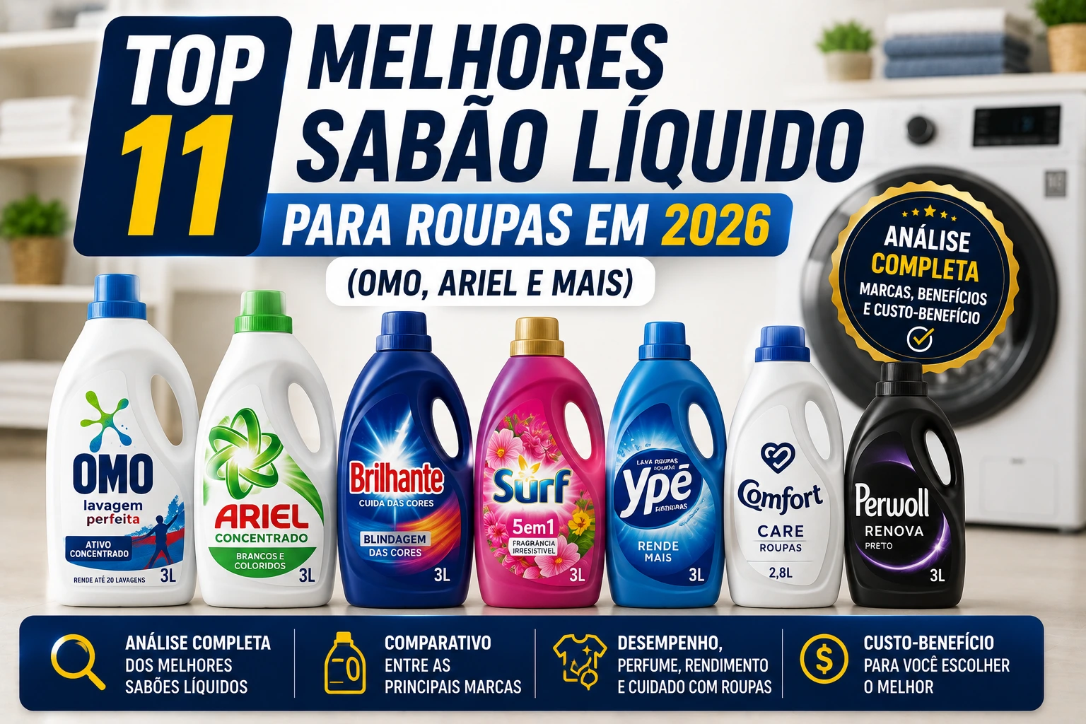 Top 11 Melhores Sabão Líquido para Roupas em 2026 (Omo, Ariel e mais)