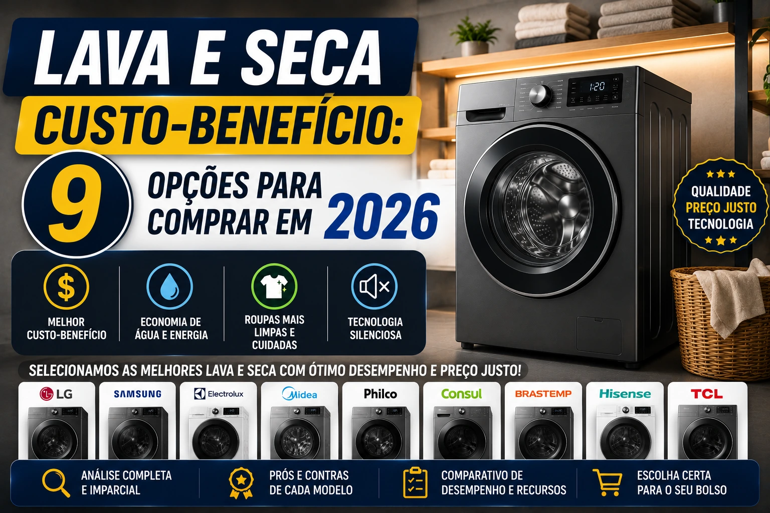 Lava e seca custo-benefício: 9 opções para comprar em 2026