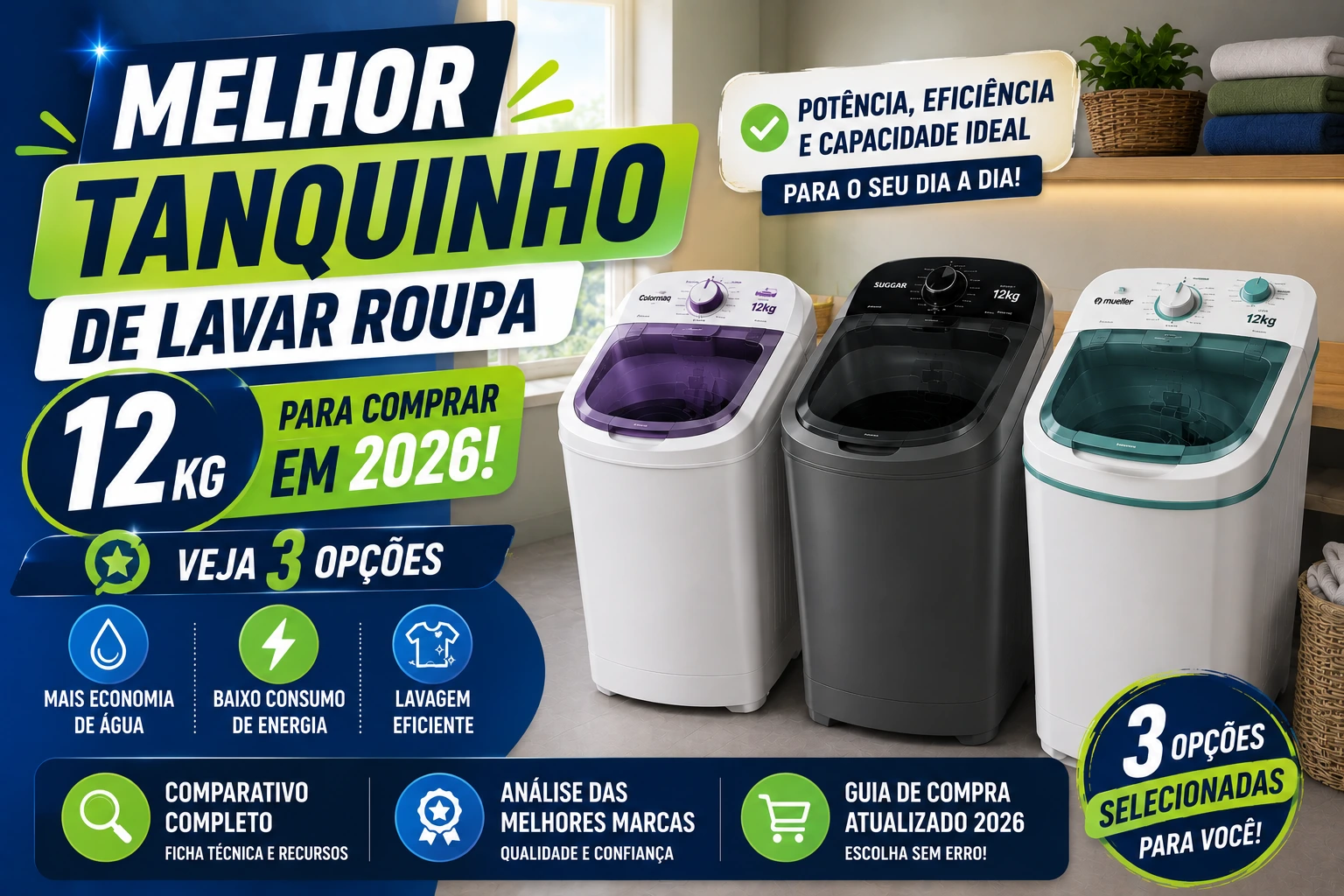 Melhor tanquinho de lavar roupa 12 kg: veja 3 opções