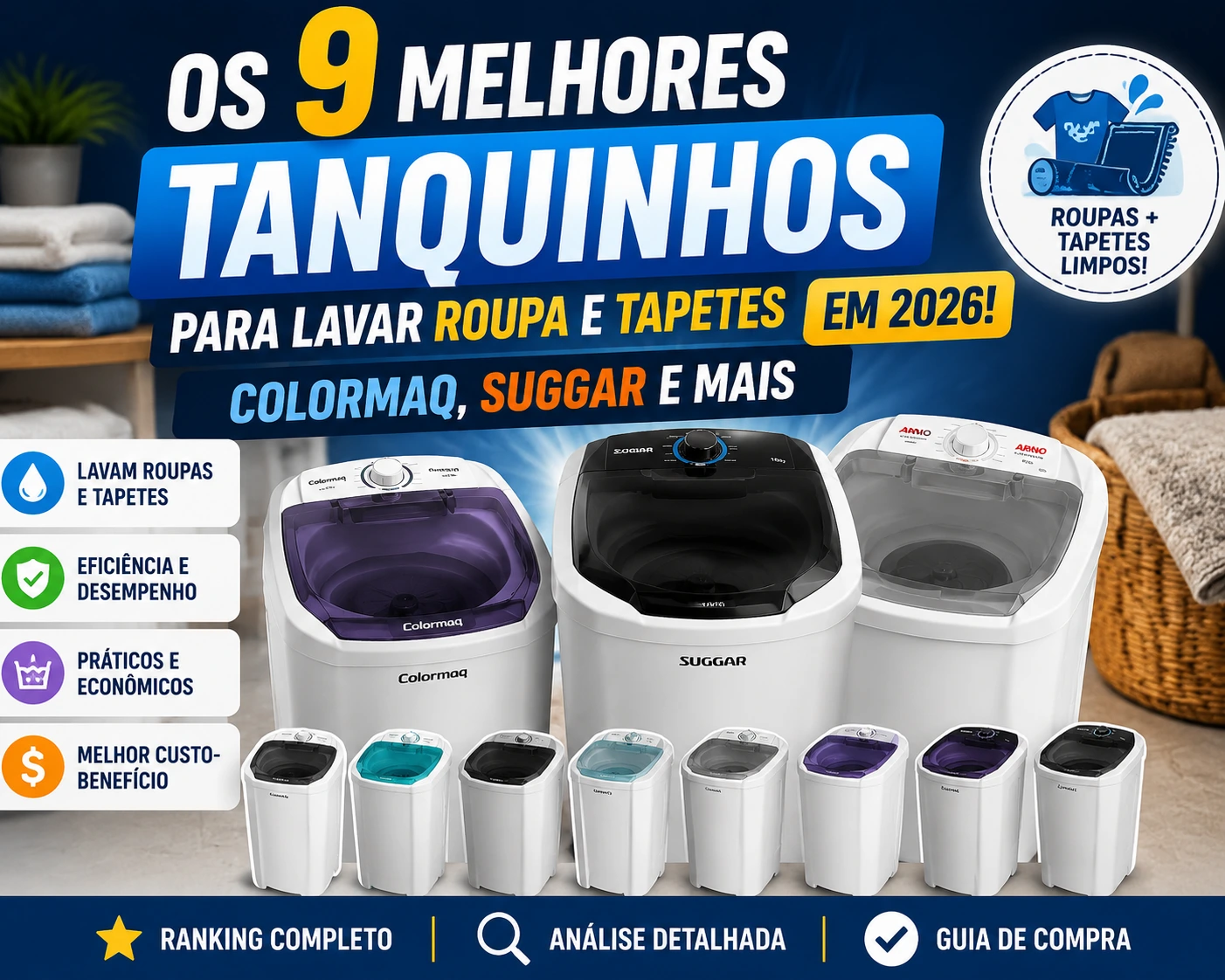 Os 9 Melhores Tanquinhos para Lavar Roupa e Tapetes em 2026! Colormaq, Suggar e mais