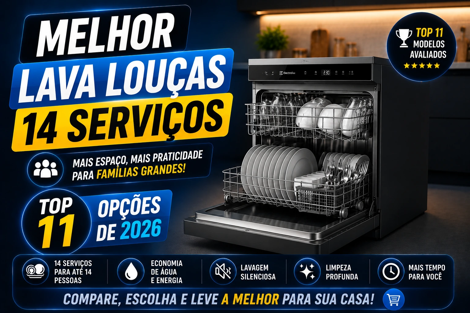Melhor Lava Louças 14 Serviços: Top 11 Opções de 2026