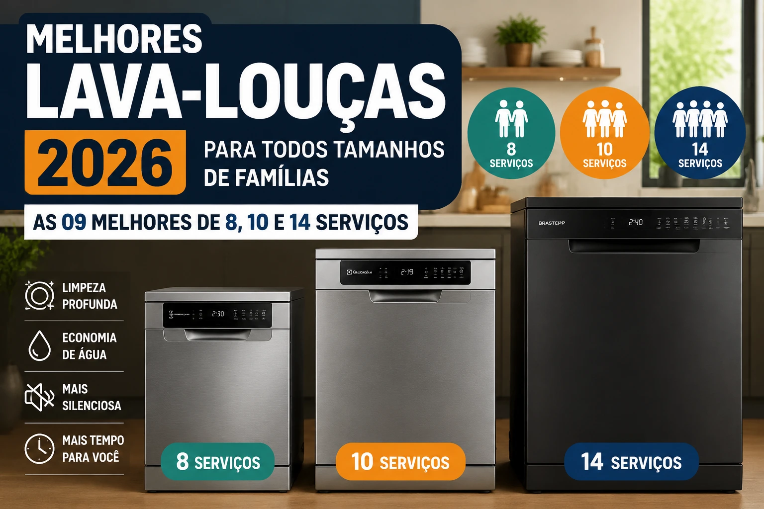 Melhores lava-louças 2026 para todos tamanhos de Famílias: as 09 melhores de 8, 10 e 14 serviços