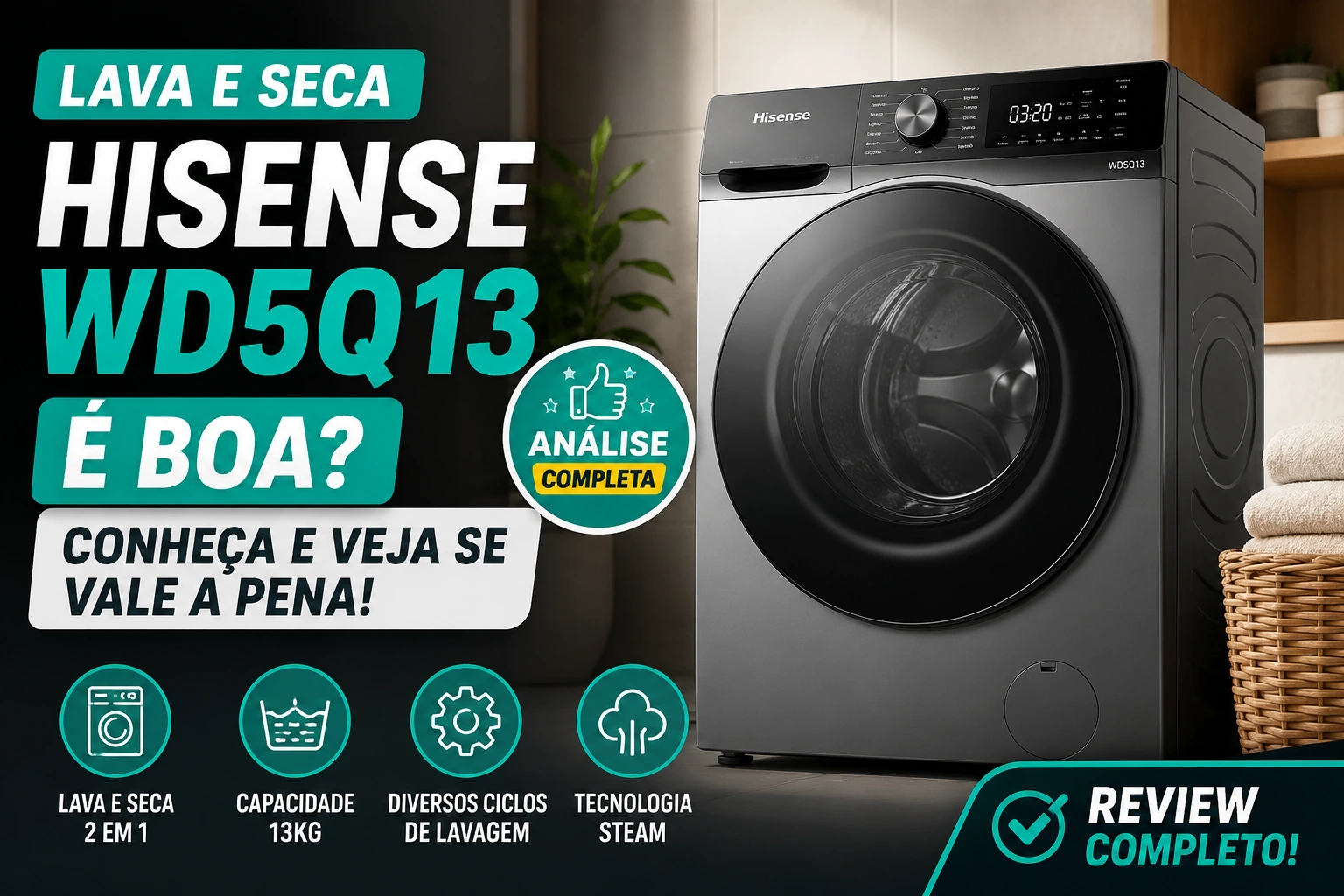 Lava e Seca Hisense WD5Q13 é boa? Conheça e veja se vale a pena