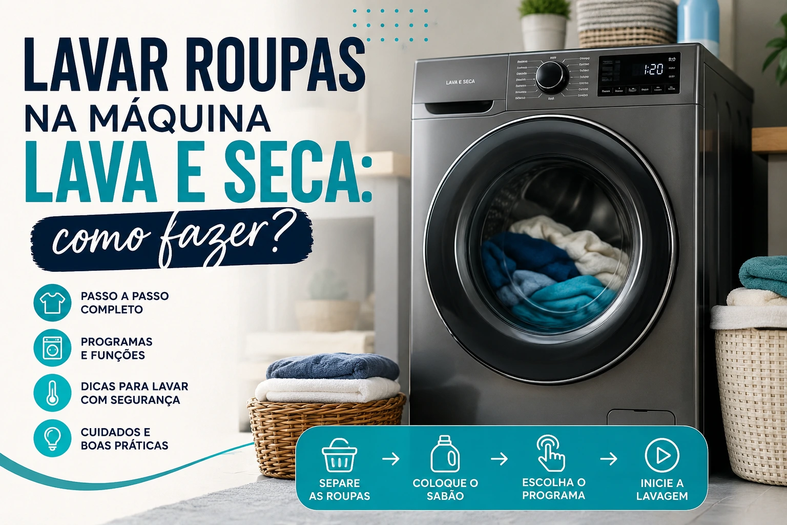 Lavar roupas na máquina lava e seca: como fazer?