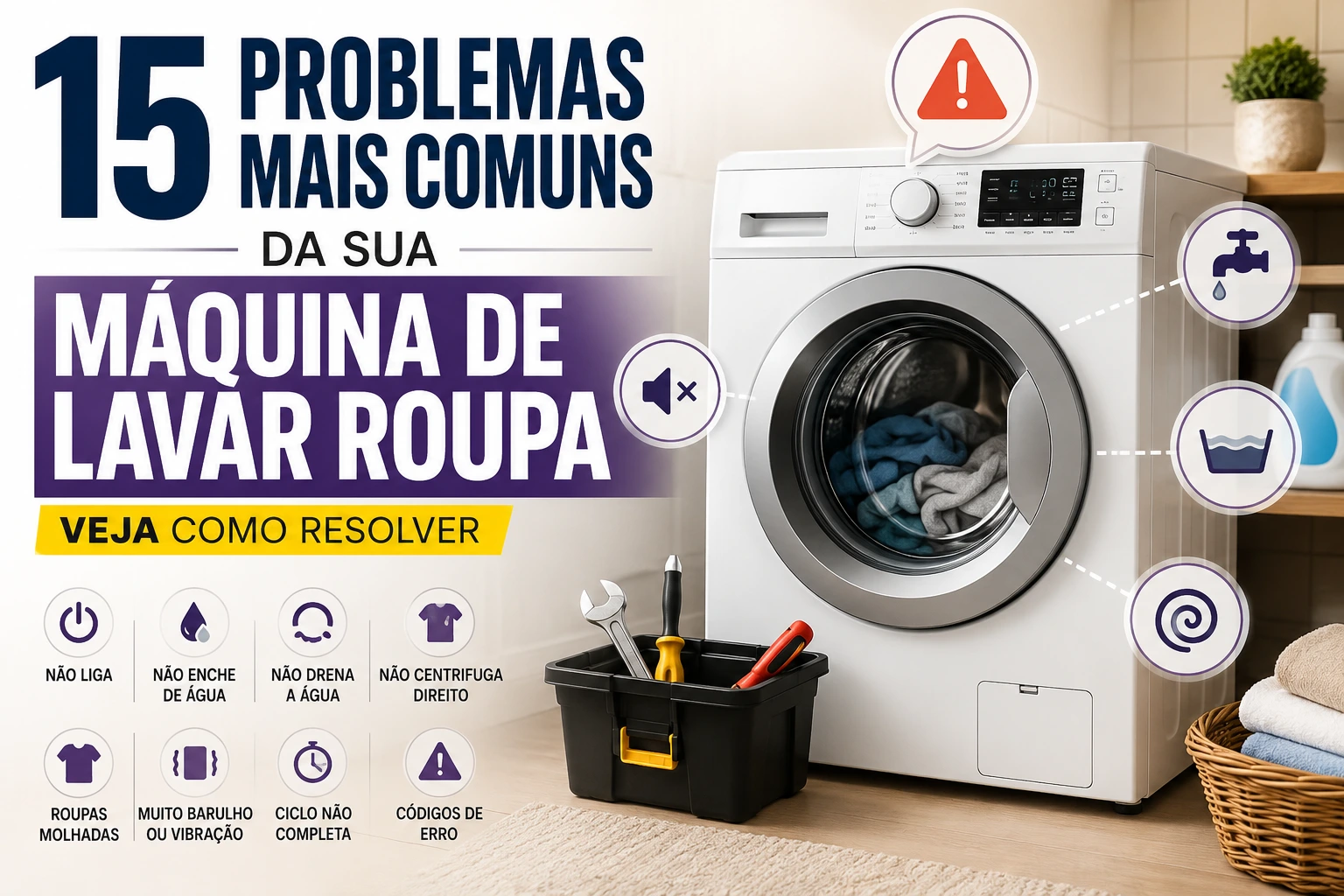 15 problemas mais comuns da sua máquina de lavar roupa. Veja como resolver