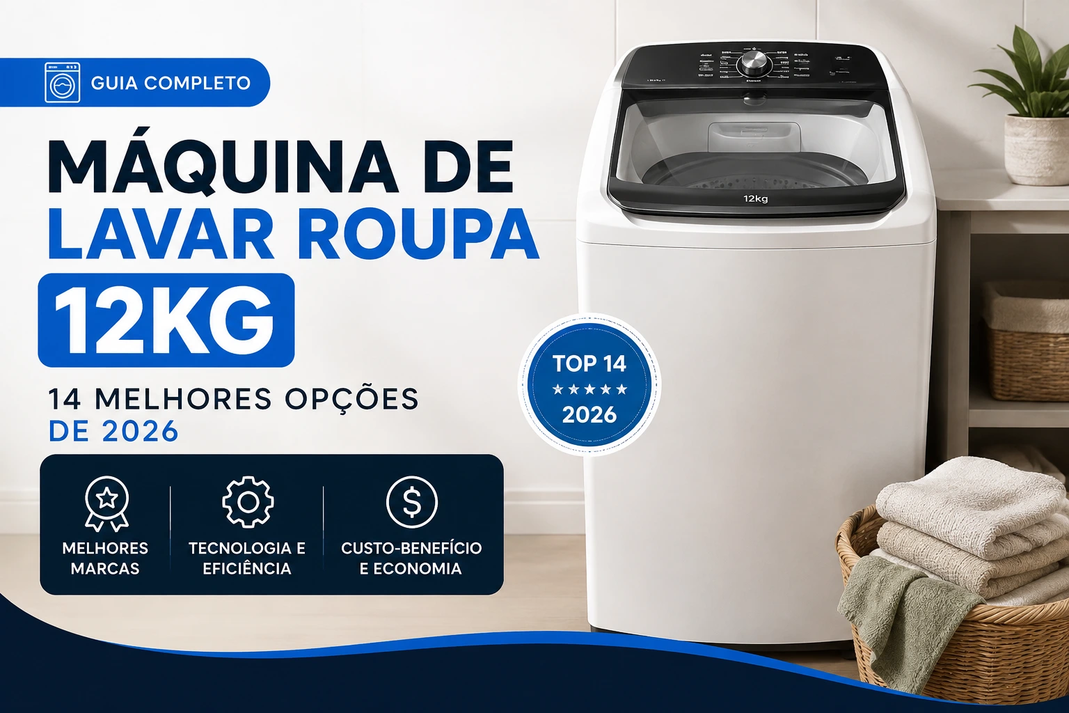 Máquina de lavar roupa 12kg: 14 melhores opções de 2026