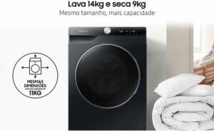 5 Lavadora e Secadora Samsung QDrive 14Kg Black Inox 127V WD14TP34DSB AZ