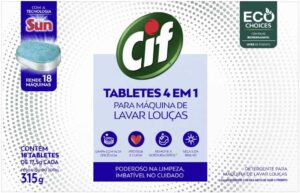 1-Cif Tabletes 4 Em 1 Para Máquina De Lavar Louças 315G