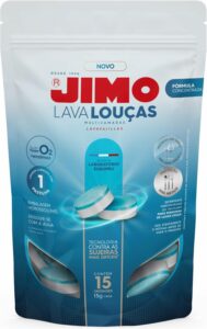 1-JIMO Lava Louça Multicamadas Detergente Concentrado para Máquinas de Lavar Louças Desengordurante Hidrossolúvel Mais Brilho e Proteção às Louças 15 pastilhas