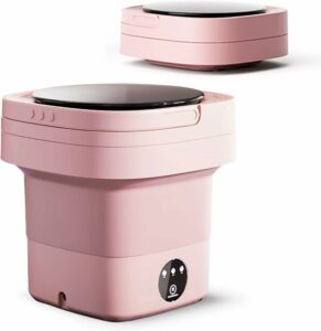 1-Máquina de lavar portátil, mini lavadora dobrável e secadora de centrifugação pequena com 3 modos para viagens, trailers, acampamento, casa ou apartamentos uso de lavanderia (rosa)