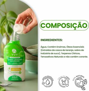 4-Detergente Máquina Lava Louças – Dispensa Secante, Limpeza Profunda Enzimática, Produto Natural – Hipoalérgico, Vegano, Cruelty Free – Rende 16 Lavangens