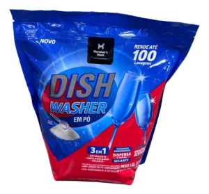 5-Dish Washer 3 em 1 Pó Detergente Sabão para Máquina Lava-Louças Pratos Embalagem Econômica com 2,5kg com Oxigênio Ativo - Rende até 100 Lavagens e Dispensa