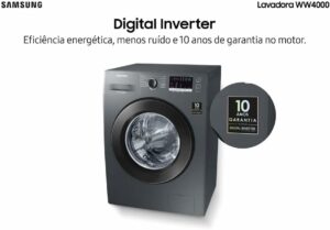 5 Samsung Lavadora de Roupas WW4000 Digital Inverter 11kg Inox 110V WW11J4473PX AZ