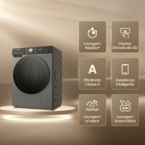 2 Hisense Lava e Seca, 11kg Lavagem 7kg Secagem, Wi-Fi, Steam, 13 Programas, Motor Inverter, Painel Touch, Titanium WD3S11-127V