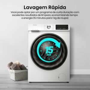 5 Hisense Lava e Seca, 13kg Lavagem 8kg Secagem, Steam, 13 Programas, Motor Inverter, Painel Touch, Branco WD13X - 220V