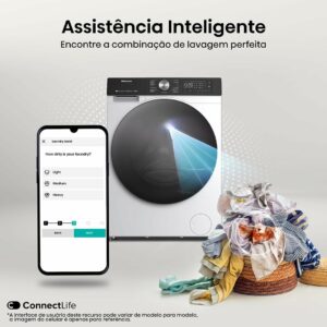 5 Hisense Lava e Seca, 13kg Lavagem 8kg Secagem, Wi-Fi, Steam, 13 Programas, Motor Inverter, Painel Touch, Branca WD3S13-127V