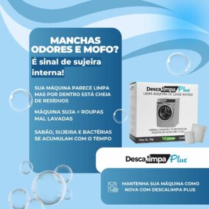 3 DESCALIMPAPLUS Limpa Máquina de Lavar Roupas Sachê 80g Natural