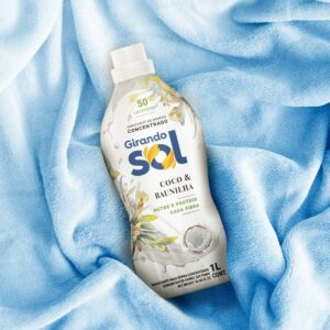 3 Girando Sol Amaciante Concentrado Coco E Baunilha 1L Amaciante De Roupas Concentrado Branco Nutre E Protege Cada Fibra Rende 50 Lavagens