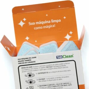 3 Limpa Maquina de Lavar Roupas em Tabletes Pastilhas TabClean kit c 12 unds de 15g (180g) 12 Ciclos de Limpeza e Higienização para todas as maquinas de Lavar Roupas c tampa frontal ou superior.