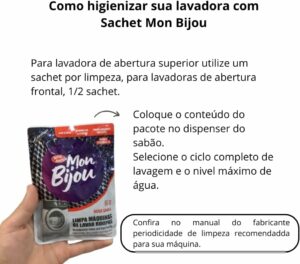 4 Limpa Máquina De Lavar Roupas Mon Bijou Sachê 80g - 2 Unid