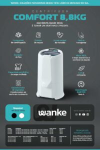 5 Centrifuga de roupas bella eco black 8,8kg 127v 60hz, Wanke